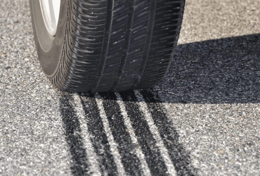 tire marks on the driveway