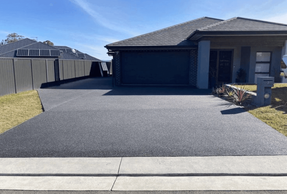 newly installed concrete driveway